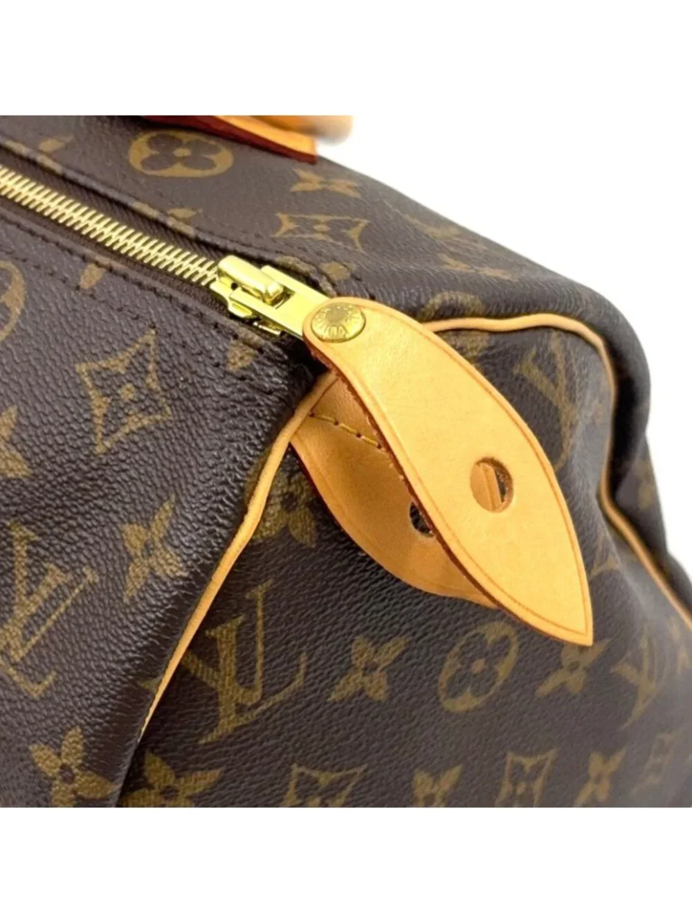 Louis Vuitton Speedy 30 Monogram Leather Brown Handbag Gold